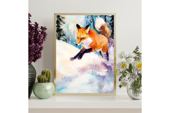 Download Leaping Snow Fox Printable Wall Art - Printable Collection